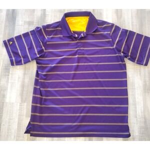 Antigua Purple Stripe Polo Shirt Mens Large Minnesota Vikings Colors Golf